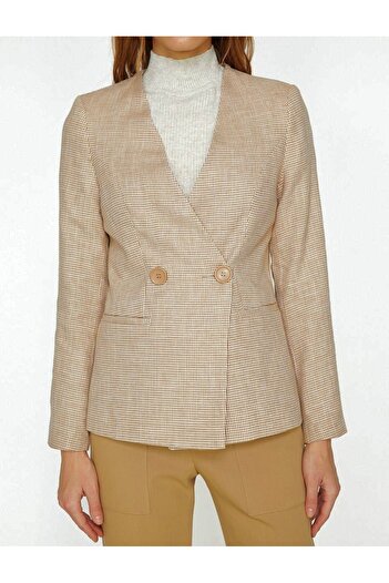 Petek Collection Koton Button Detail Coffee Lining Jacket (Size in Description)