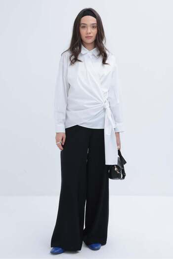 ALLDAY White-Lateral Tie Detail Lycra Shirt