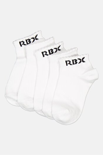 RBX جوارب كاحل بشعار العلامة التجارية للبنات الصغار، 5 أزواج، لون أبيض