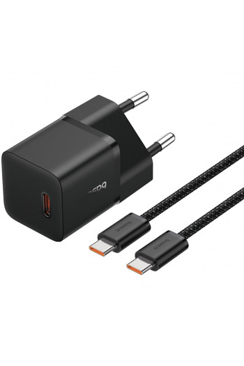Baseus Incarcator Retea Cu Cablu USB-C Baseus GaN5 P10110900113-00, 20W, 3A, 1 x USB-C (Negru)