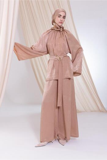 ALLDAY Mink-Bat Sleeve Gathered Collar Trousers Suit
