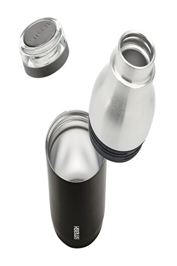 Smash Dual Walled Stainless Steel Insulated Water Bottle Black and Silver 500ml