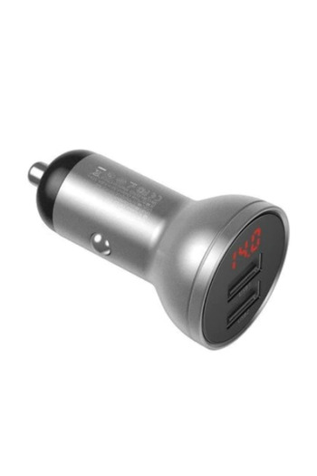 Baseus Baseus Digital Display Car Charger, 2 x USB Output 5V/4.8A, 24W, digital display, Silver