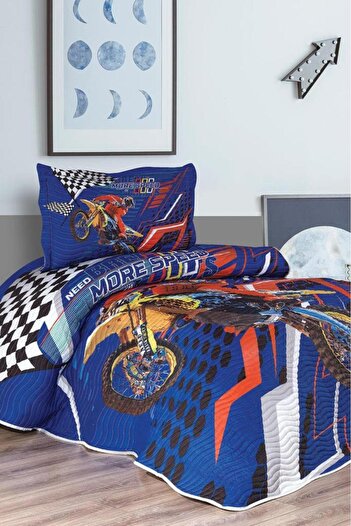 Çeyiz Diyarı Motores Printed Quilted Single Bedspread