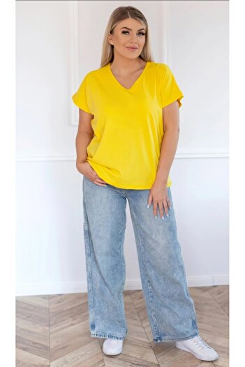 Barato V-Neck Trend Large Size Cotton Fabric Premium T-Shirt