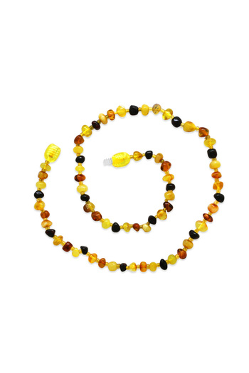 Tesbihane Multi-Colored Natural Form Natural Drop Amber Stone Baby Teeth Necklace