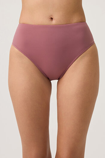 Los Ojos Burgundy High Waist Bikini Bottom Sporty Bottom