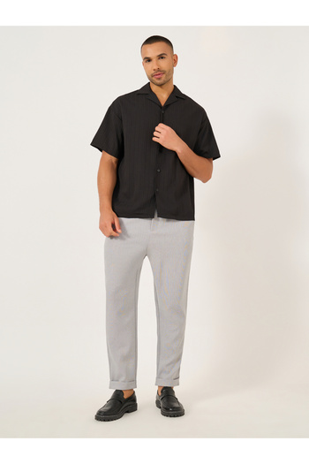 Take Two By Styli Solid Mid Rise Slim Fit Pants with Belt Loops