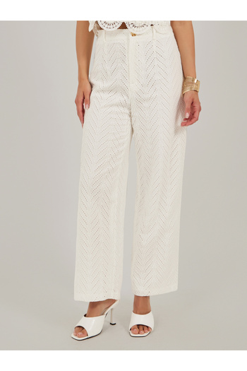 Styli Schiffli Mid Rise Wide Leg Pants