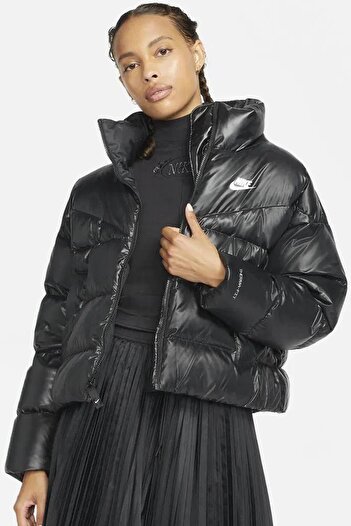 Nike Sportswear Down Fill Therma Fit City Series Full Zip Kadın Bol Kesim Kaz Tüyü Spor Ceket Siyah