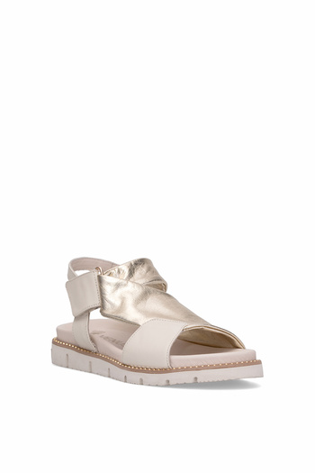 Venüs 25440022Y Women's Genuine Leather Flat Sandals Gold