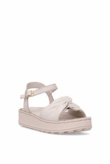 Mammamia D25Ys-2595 Women's Genuine Leather Flat Sandals Bone