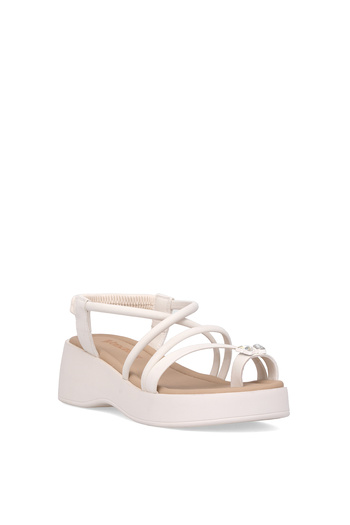 Voyager B121 Women's Genuine Leather Flat Sandals Cream