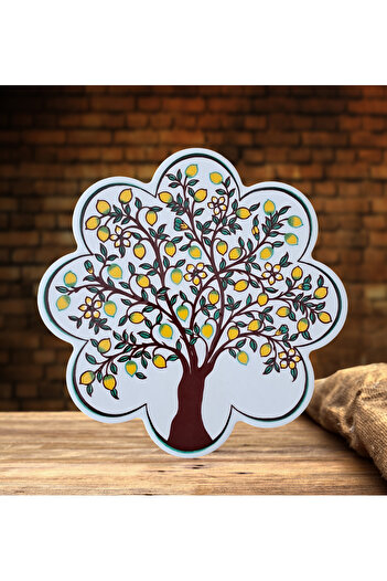 Artiser Ceramic Trivet, Ceramic Trivet with Lemon Tree Decoration, First Class Trivet, Decorative Ceramic Trivet