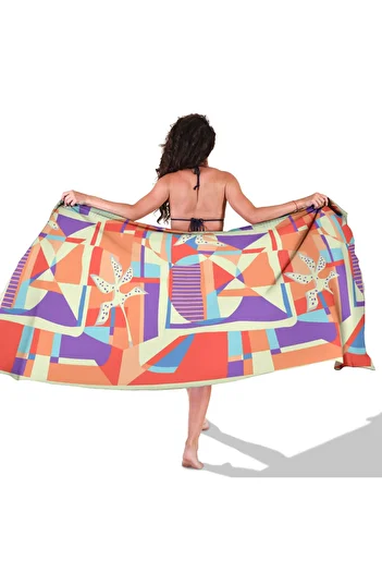 TUA Geometric Symphony Pattern Satin Pareo