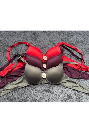 Olivia Carmen Underwire Padded Aesthetically Pleasing 3-Piece Bra Set