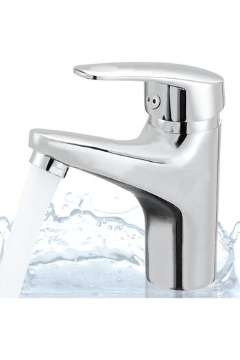 GENERAL Short Automatic Sink Mixer Model Mega 1 Chrome Non-Rust with Hot/Cold Extension Hoses WAHAJ