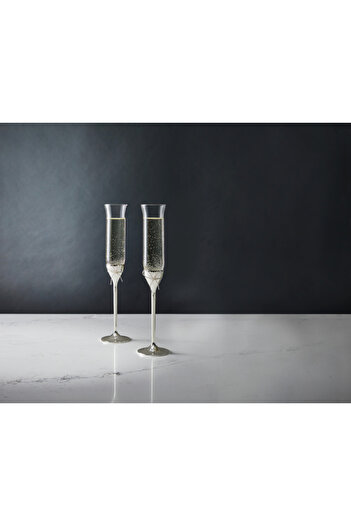 Vera Wang Set 2 Champagne Glasses Love Knots Silver
