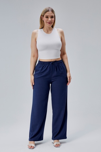 Symirna Linen Viscose Loose Fit Women's Trousers