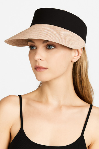 CosmoOutlet Powder Colored Adjustable and Stylish Ready Visor Hat with Black Tape Detail