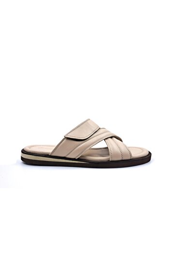 Hammer Jack Ravello Lightweight Design Comfort Genuine Leather Velcro Beige Men's Slippers