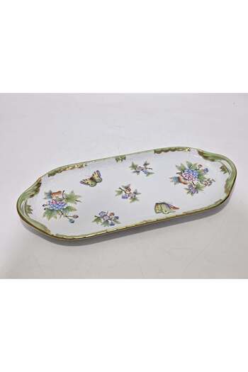 HEREND 436 Queen Victoria Vbo Hand Painting Porcelain Sandwich Tray
