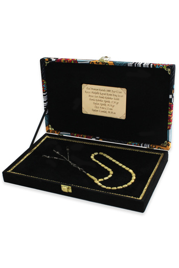 Tesbihane Premium Boxed 1000 Sterling Long Kazaz Tassel Capsule Cut King Seccer Yellow White Drop Amber Prayer Beads