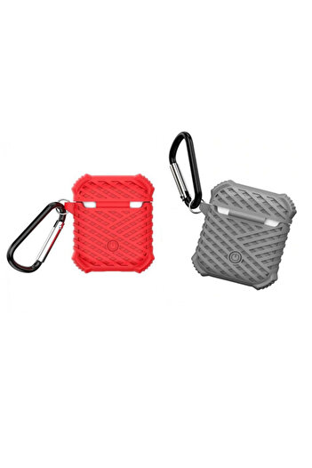Generic Casual Silicone AirPods Protective Case Cover with 2-Piece Safety Ring