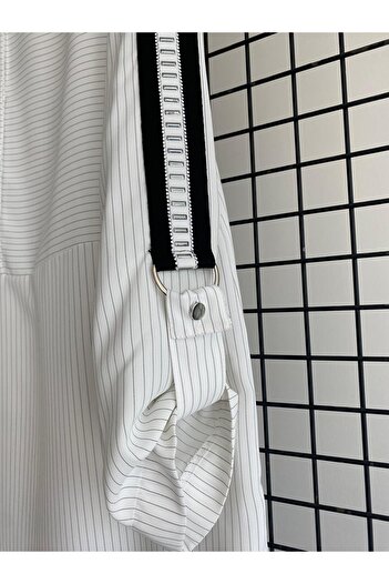 Armine TREND New Season Striped Sleeves Foldable Shirt Collar Tunic