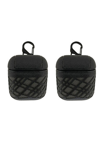 Generic Shock Absorbing Protective Case Cover for AirPods Plastic with Safety Ring Black 2 Pieces