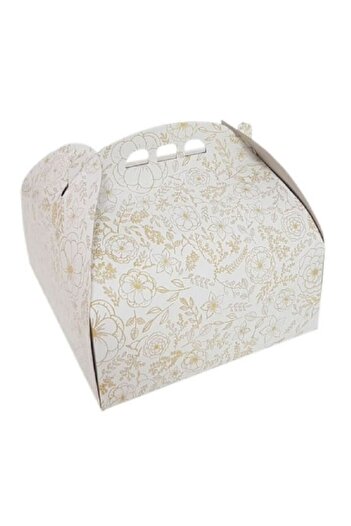 LYOBEST Set of 5 cake boxes 2kg, made of white duplex cardboard with floral pattern, 28x28x12, 5cm