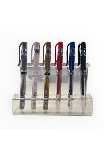 STAND MARKET Plexiglass 6-Piece Pen Stand - Transparent Organizer