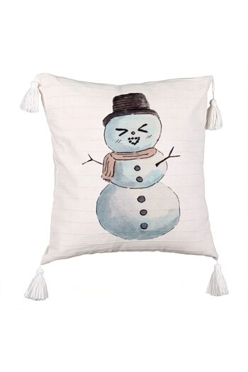BEKZ Decorative Pillow with Christmas Fringes Snowman, 3, 45x45 cm, Ecru, With zipper
