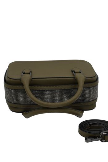 Morpelikan Women's Stylish Detailed Zippered Adjustable Cross Strap Khaki Hand and Shoulder Bag