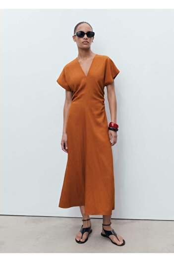 MANGO Woman Μίντι φόρεμα με συρόμενο στο πλάι