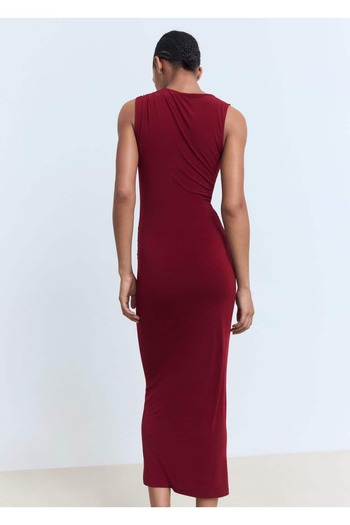 MANGO Woman Mücevher detaylı midi elbise