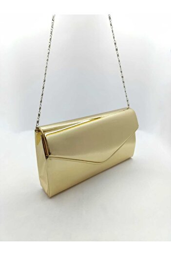 By EDUU Envelope Model Women's Gold Patent Leather Strap and Handbag