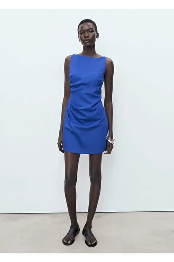 MANGO Woman Drape Linen Dress