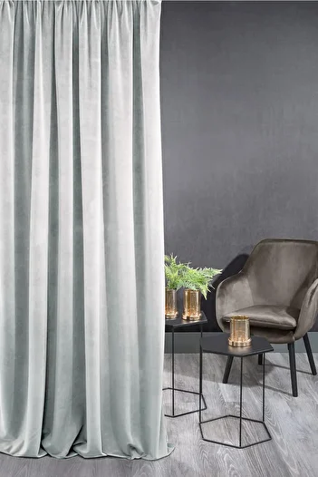 NS Ehli Tacir Light Gray Velvety Fabric Extrafor Drawstring New Season Single Wing Background Curtain