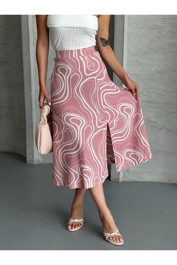 REELMODA Women's Slit Patterned Summer Skirt