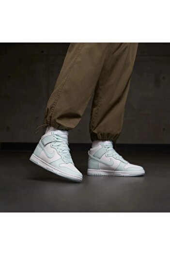 Nike Dunk High Next Nature White/Glacier Blue pantofi pentru femei, pantofi sport înalți din piele albastră fv5960-100