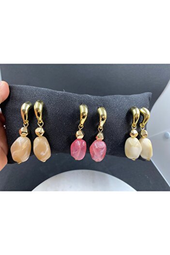 Byoz store Gold Pendant Colorful Stone Earrings