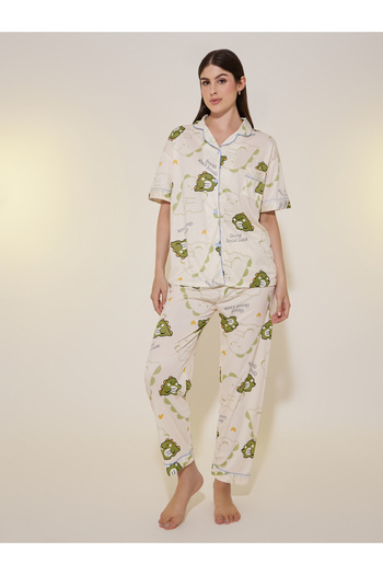 Take Two By Styli Dinosaur Print Short Sleeve Shirt, Shorts and Pyjama Set