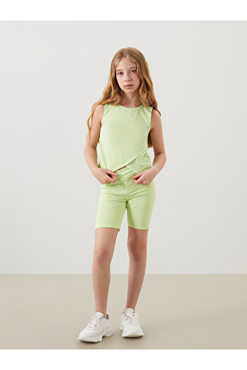 LC Waikiki Green Crew Neck Basic Girl's Undershirt