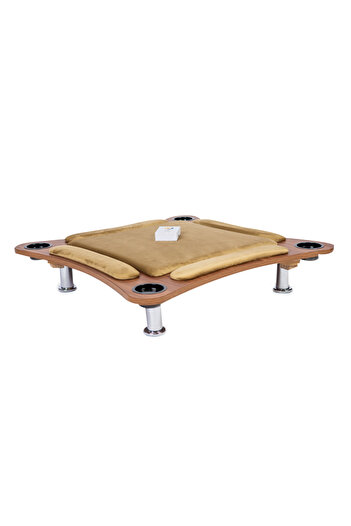ALBADER Floor Wooden Ploot Play Cards Game Table Med-Size, Curved Wood Baloot Mid-Size 80 * 80