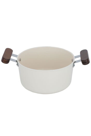 Tornado Ceramic Pot Tornado, 20 cm, Wooden Handles - Light Beige