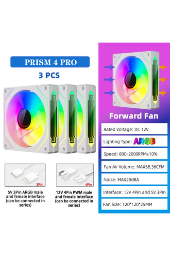 Choice3 A-RGB Other W-Forward-3 ICE Whale Prism 4 PRO PC Case Fan 120mm ARGB Cyclic Mirror Light Effect PWM