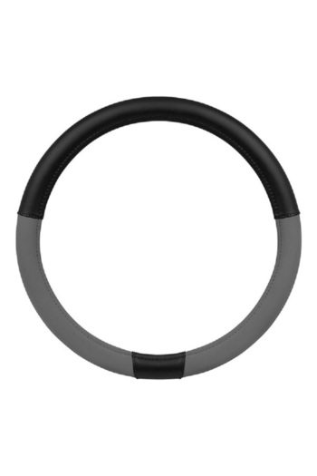 Cat Durable Two Tone Ergonomic Soft Leather Grip Steering Wheel Cover Charcoal and Black