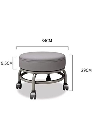 Generic Low rolling stool with wheels, 360° rotating stool, 360° swivel caster, PU leather rolling stool,