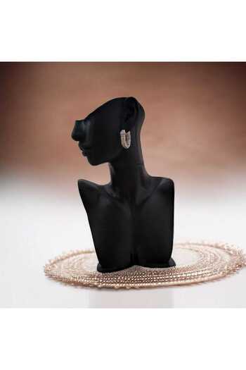 feyza collection Vip Steel Earrings with Cascading Zircon Stone